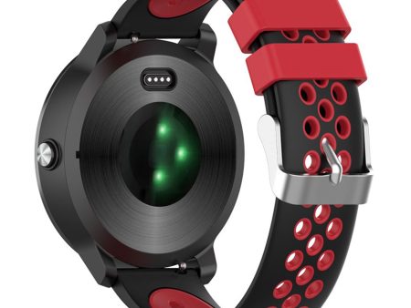 20mm Garmin Vivoactive 3 dual-color silicone watch band - Black   Red Hole on Sale