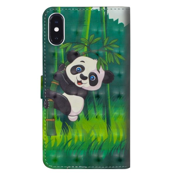 iPhone Xr pattern printing leather flip case - Panda For Cheap