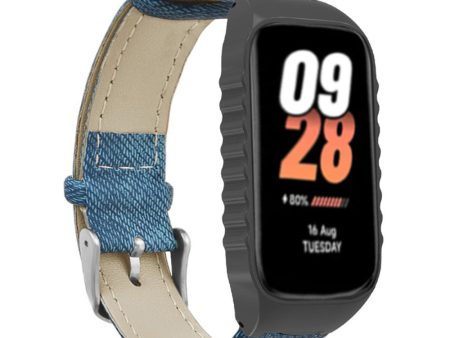 Xiaomi Smart Band 8 Active Strap Replacement Denim Texture Band with Watch Case - Blue Cheap