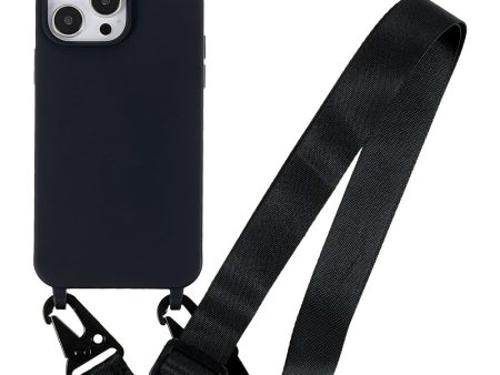 Thin TPU case with a matte finish and adjustable strap for iPhone 15 Pro - Black Online Sale