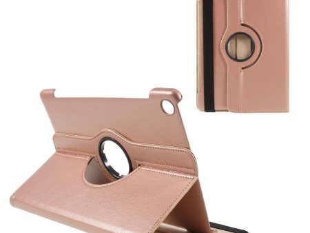 Huawei MediaPad M5 10 litchi skin 360 degree leather flip case - Rose Gold For Sale