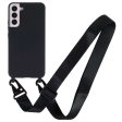 Thin TPU case with a matte finish and adjustable strap for Samsung Galaxy S22 - Black Fashion