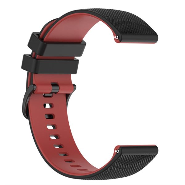 20mm dual color grid texture silicone watch strap for Garmin watch - Black   Red Online now