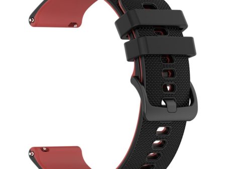 20mm dual color grid texture silicone watch strap for Garmin watch - Black   Red Online now