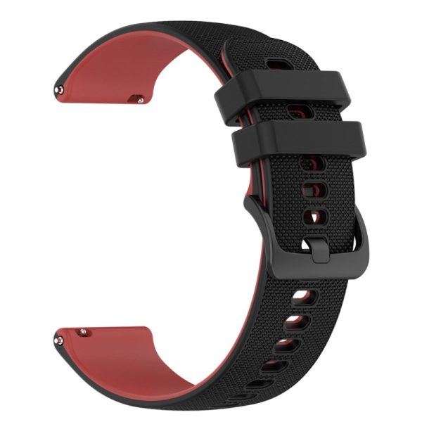 20mm dual color grid texture silicone watch strap for Garmin watch - Black   Red Online now