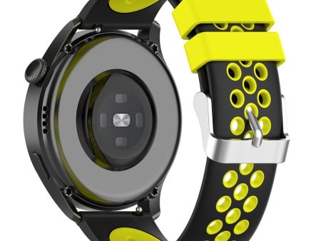 20mm Universal dual color silicone watch strap - Black   Yellow For Cheap