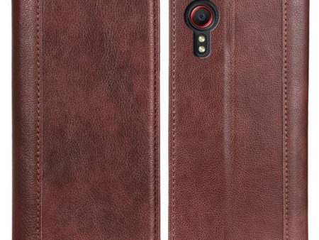 genuine leather case with magnetic closure - Brown Online Sale