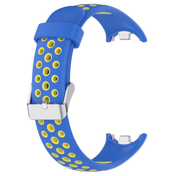 Xiaomi Smart Band 8 Watch Straps Dual-Colors Flexible Band with Stainless Steel Connector - Blue+Yellow Supply