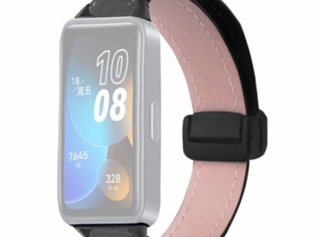 Xiaomi Smart Band 8 Watch Band Magnetic PU Leather and Metal Strap Replacement - Black Online now