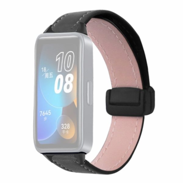 Xiaomi Smart Band 8 Watch Band Magnetic PU Leather and Metal Strap Replacement - Black Online now