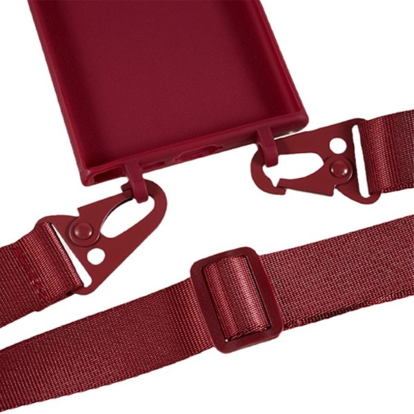 Thin TPU case with a matte finish and adjustable strap for Samsung Galaxy S23 Ultra - Wine Red Discount