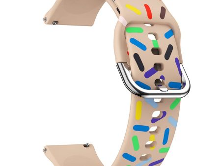 20mm Universal colorful pattern style silicone strap with black buckle - Pink  Rainbow For Cheap