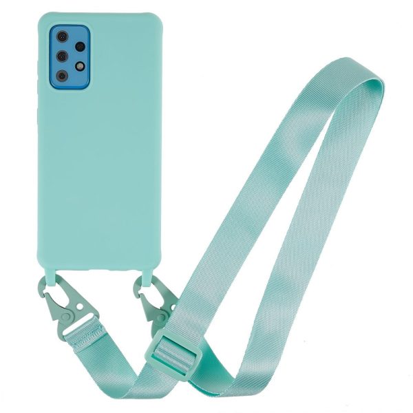 Thin TPU case with a matte finish and adjustable strap for Samsung Galaxy A52s 5G   A52 5G   A52 - Light Green Hot on Sale