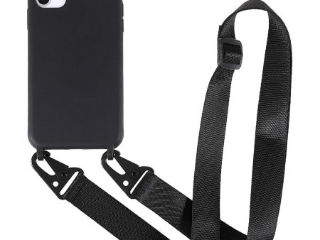 Thin TPU case with a matte finish and adjustable strap for iPhone 11 - Black Hot on Sale