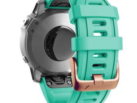 20mm silicone strap with rose gold buckle for Garmin watch - Teal Green Sale