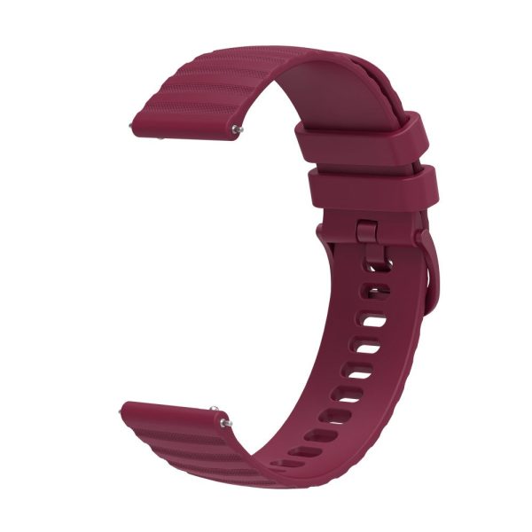 18mm wave grain style silicone watch strap for Garmin watch - Wine Red Sale