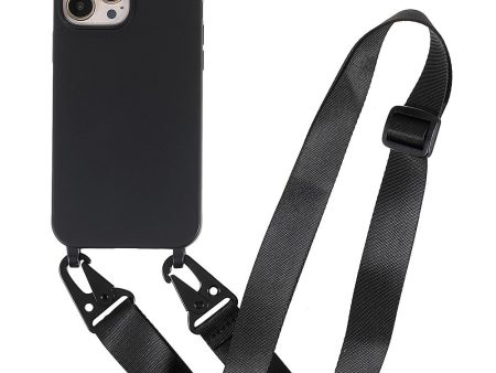 Thin TPU case with a matte finish and adjustable strap for iPhone 13 Pro - Black For Cheap