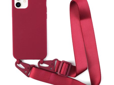 Thin TPU case with a matte finish and adjustable strap for iPhone 11 - Red For Sale