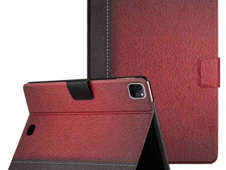 Bi-color Splicing Stand Card Holder Leather Tablet Case for iPad Pro 11 (2018 2020 2021 2022) and iPad Air (2022 2020) in Red Sale