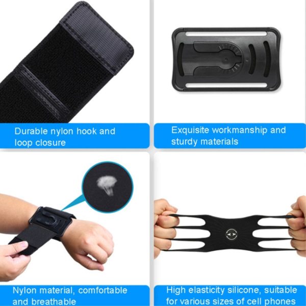 360° Rotatable Detachable Phone Holder Armband for 4.5-7.0 inch Mobile Phones - Grey For Sale