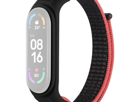 Xiaomi Mi Band 7   6   5 nylon watch strap with silicone cover - Red   Black Discount