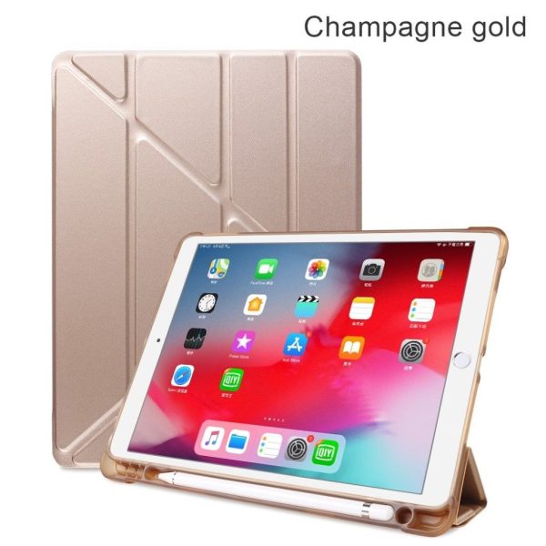 iPad 10.2 (2019) origami leather flip case - Champagne Gold on Sale