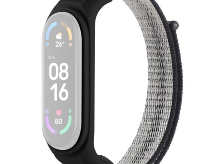 Xiaomi Mi Band 7   6   5 nylon watch strap with silicone cover - Stripe Black For Sale