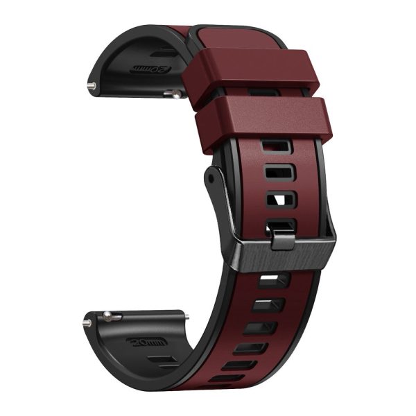 18mm Universal dual color silicone strap - Wine Red   Black For Discount