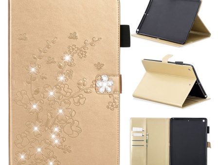 iPad 10.2 (2019) imprint flower brilliant leather flip case - Gold Online