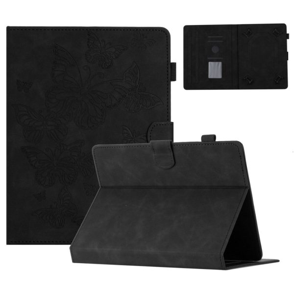 Universal butterfly imprinted leather case for 10-inch tablet - Black Online