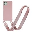 Thin TPU case with a matte finish and adjustable strap for Samsung Galaxy A22 5G - Deep Pink Online now