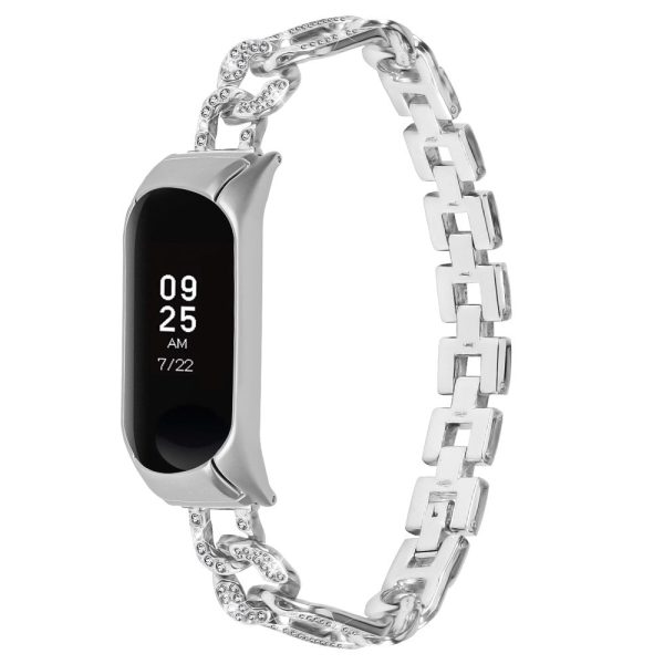 Xiaomi Smart Band 8 rhinestone décor metal strap - Silver For Discount