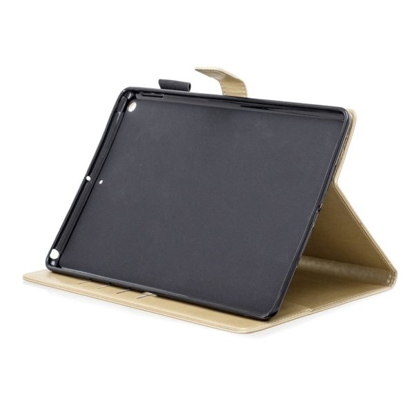 iPad 10.2 (2019) imprint flower brilliant leather flip case - Gold Online