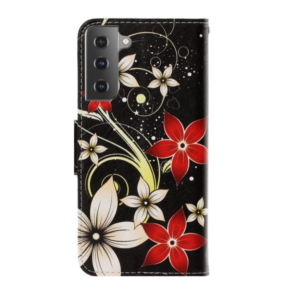 Wonderland Samsung Galaxy S21 Plus flip case - Red and White Flowers For Sale