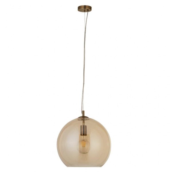 Maxi Globe Pendant Light in Antique Brass Amber Glass Sale