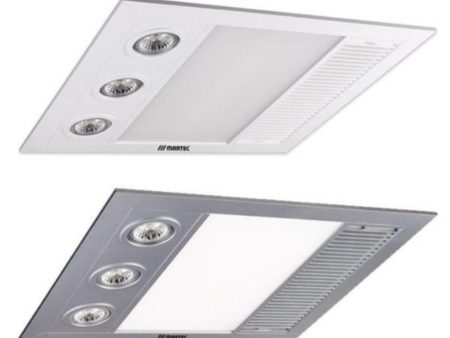 480m³ h Martec Linear MINI 3 in 1 Bathroom Heater   Exhaust Fan and LED Light in Silver   White on Sale