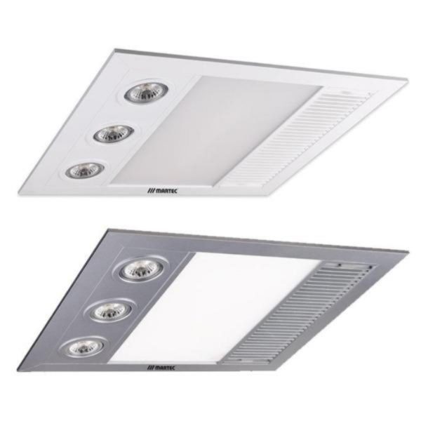 480m³ h Martec Linear MINI 3 in 1 Bathroom Heater   Exhaust Fan and LED Light in Silver   White on Sale