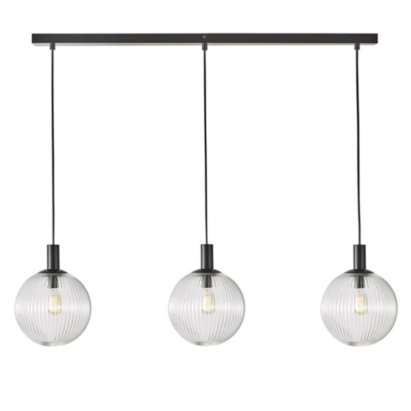 Legarno Pendant Light 3Lt in Black Clear Glass Online