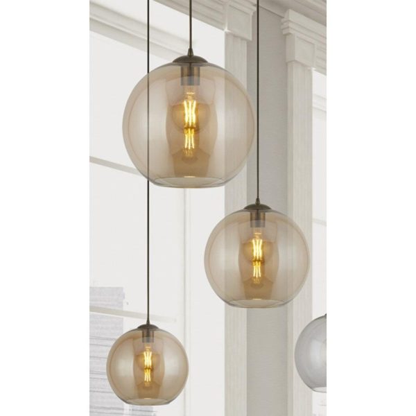 Maxi Globe Pendant Light in Antique Brass Amber Glass Sale