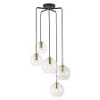 Reno.5 Pendant Light 5Lt in Black Clear Glass Fashion