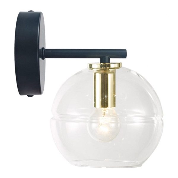 Reno Indoor Wall Light in Black with Clear Glass Online Sale